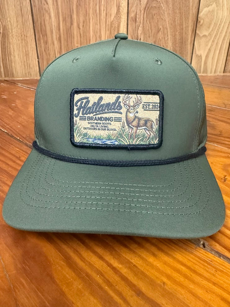 Outdoor Cap 558 OLIVE/BLACK CORD - Flatlands Branding Deer